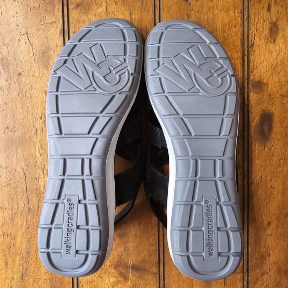 WALKING CRADLES Spencer Leather Slingback Sandals Size 5.5 M Black - Picture 7 of 7